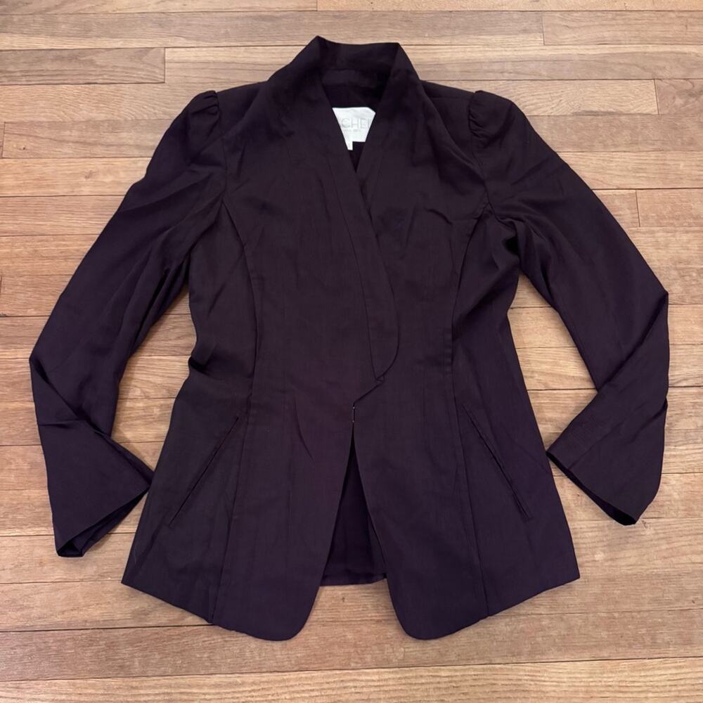 Rachel Roy Women's Purple Longline Padded Shoulder Blazer Size 12
b6